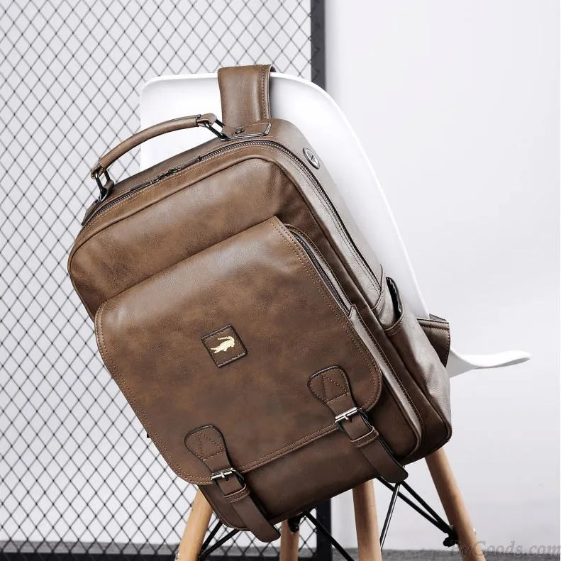 RETRO CROCODILE YOUTH TRAVEL LARGECAPACITY STUDENT BACKPACK LAPTOP BACKPACK BUSINESS DOUBLE BUCKLE MEN'S SCHOOL BAG 