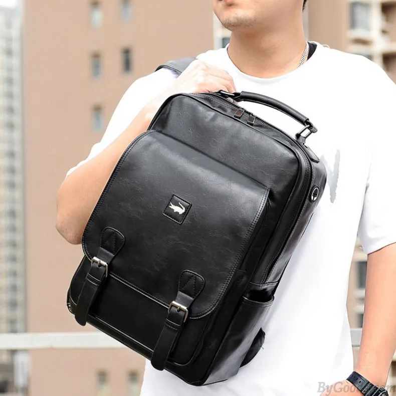 RETRO CROCODILE YOUTH TRAVEL LARGECAPACITY STUDENT BACKPACK LAPTOP BACKPACK BUSINESS DOUBLE BUCKLE MEN'S SCHOOL BAG 