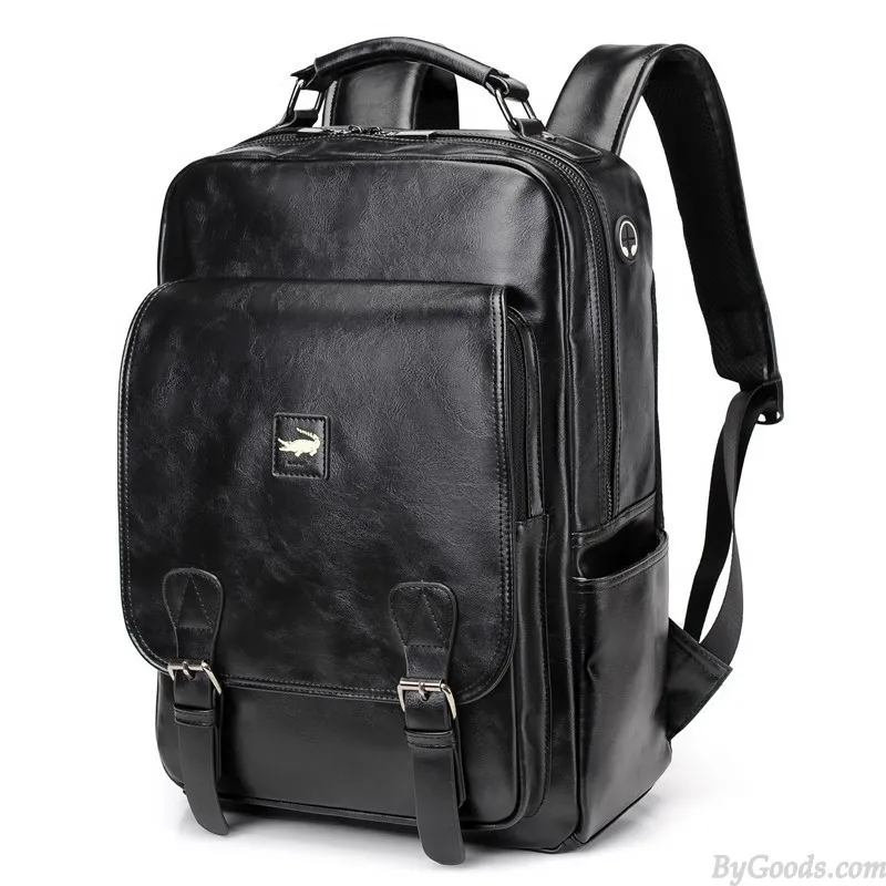 RETRO CROCODILE YOUTH TRAVEL LARGECAPACITY STUDENT BACKPACK LAPTOP BACKPACK BUSINESS DOUBLE BUCKLE MEN'S SCHOOL BAG 