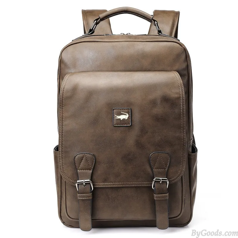 RETRO CROCODILE YOUTH TRAVEL LARGECAPACITY STUDENT BACKPACK LAPTOP BACKPACK BUSINESS DOUBLE BUCKLE MEN'S SCHOOL BAG 