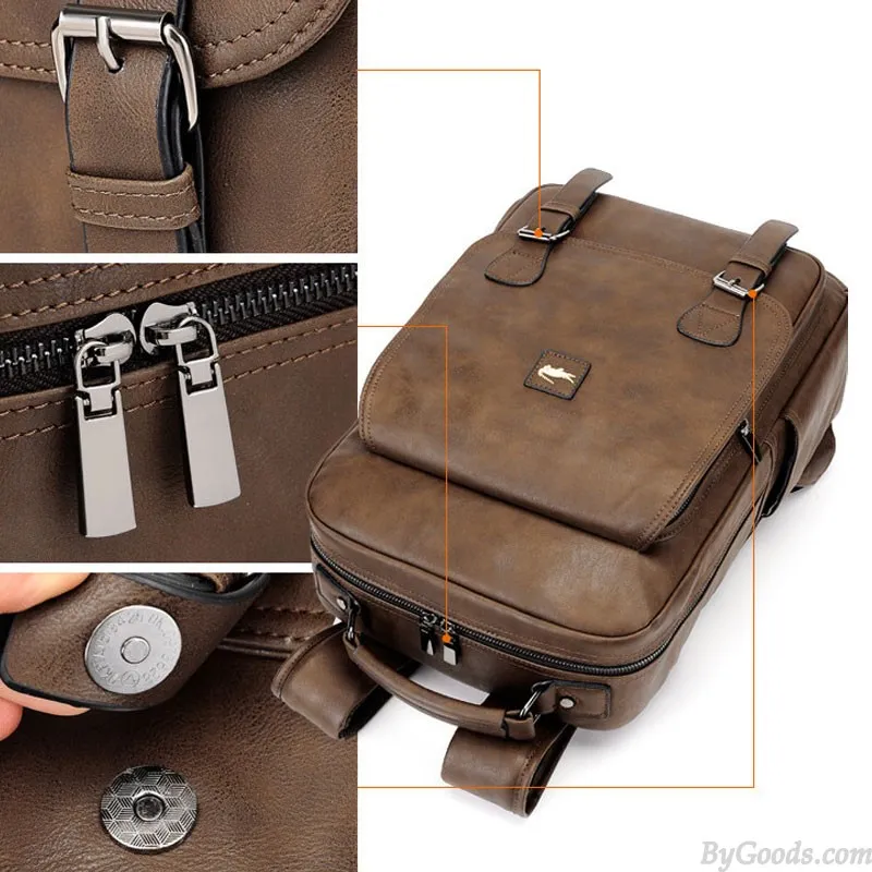 RETRO CROCODILE YOUTH TRAVEL LARGECAPACITY STUDENT BACKPACK LAPTOP BACKPACK BUSINESS DOUBLE BUCKLE MEN'S SCHOOL BAG 