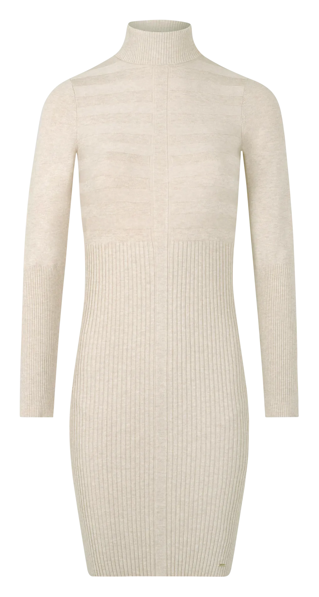 RMENTO.N  VESTIDO CORTO ENTALLADO DE PUNTO FINO EN BEIGE