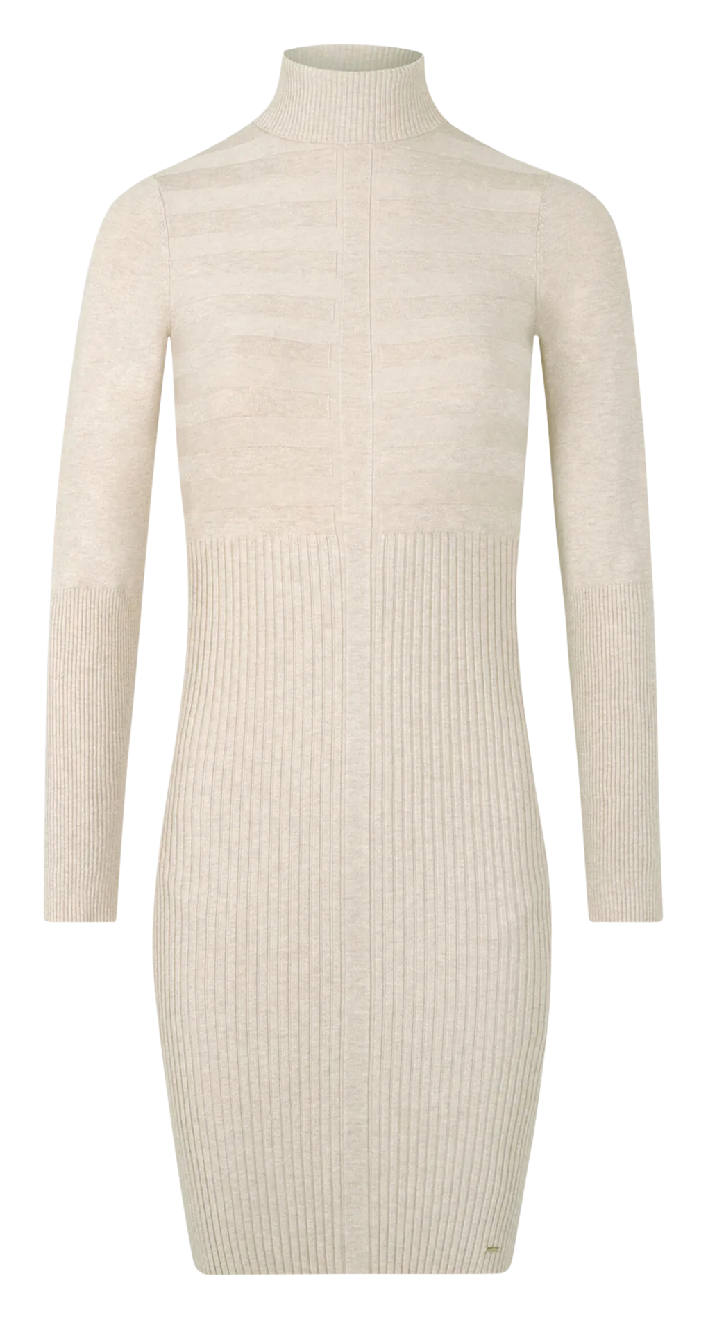 RMENTO.N  VESTIDO CORTO ENTALLADO DE PUNTO FINO EN BEIGE