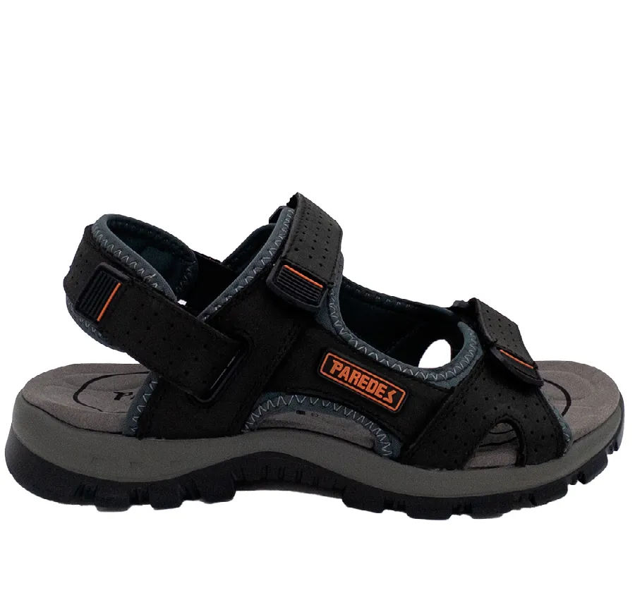 SANDALIA PAREDES VP22172 TIRAS CALIFORNIANA NEGRA PIEL FRESCA CÓMODA CIERRE TRES VELCROS ZAPATO HOMBRE PLANTA CONFORT 27867
