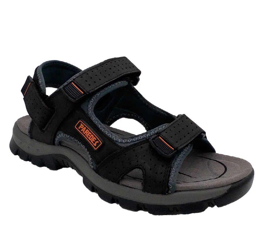 SANDALIA PAREDES VP22172 TIRAS CALIFORNIANA NEGRA PIEL FRESCA CÓMODA CIERRE TRES VELCROS ZAPATO HOMBRE PLANTA CONFORT 27867