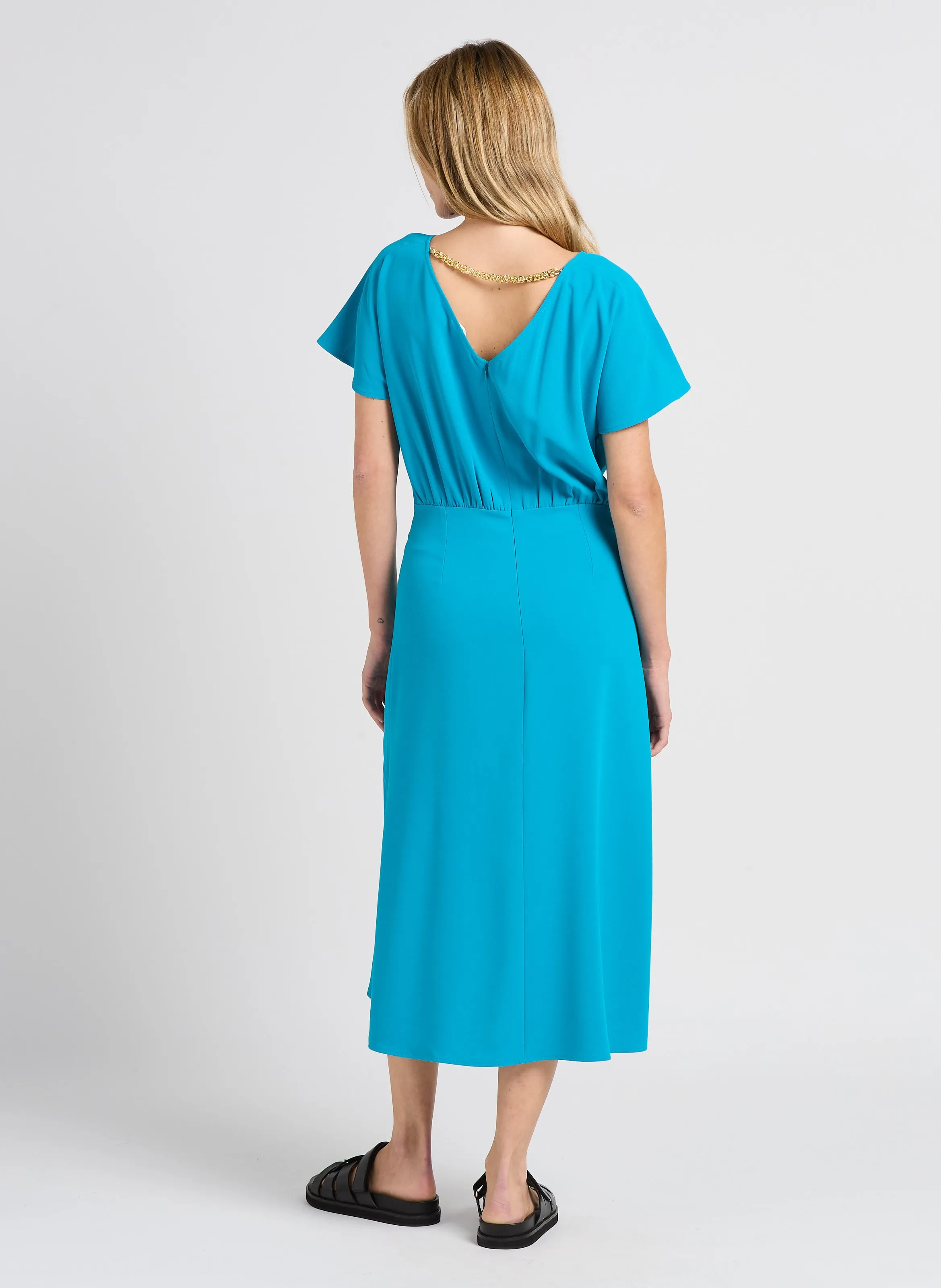 ZAPA REDANIA  VESTIDO LARGO ENTALLADO Y FLUIDO EN AZUL