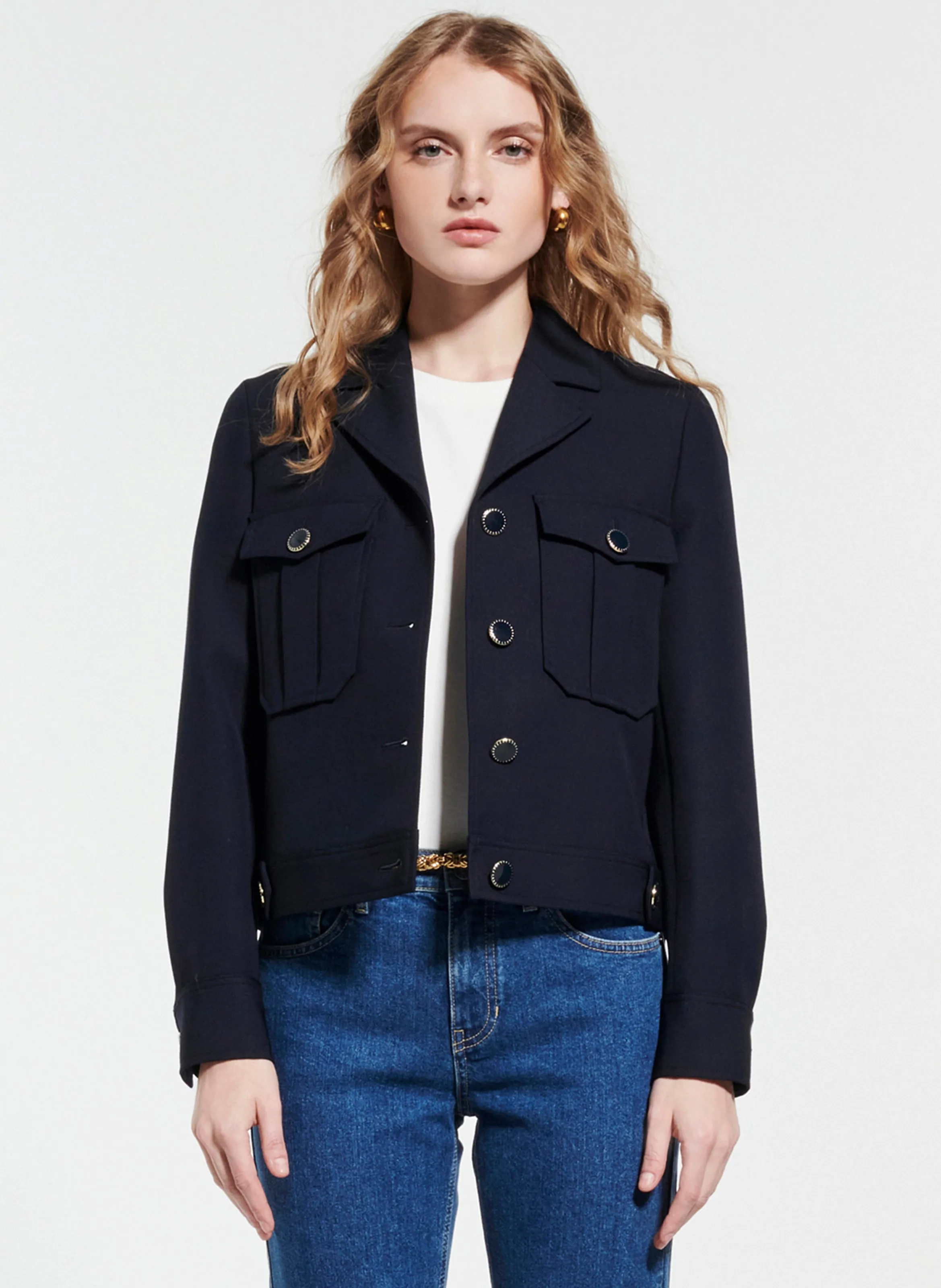 ZAPA VINCI  CHAQUETA RECTA CON CUELLO SASTRE EN AZUL