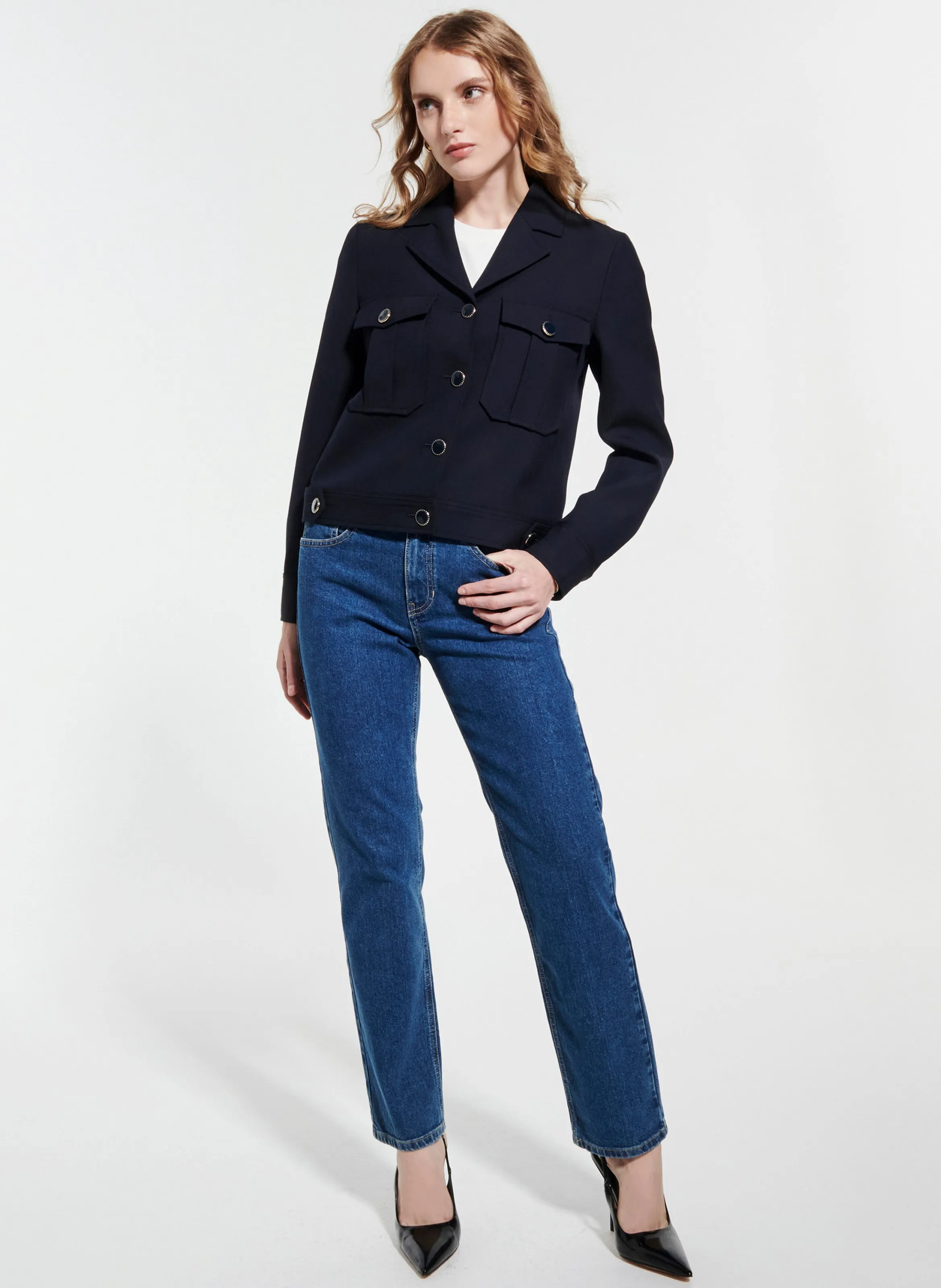 ZAPA VINCI  CHAQUETA RECTA CON CUELLO SASTRE EN AZUL