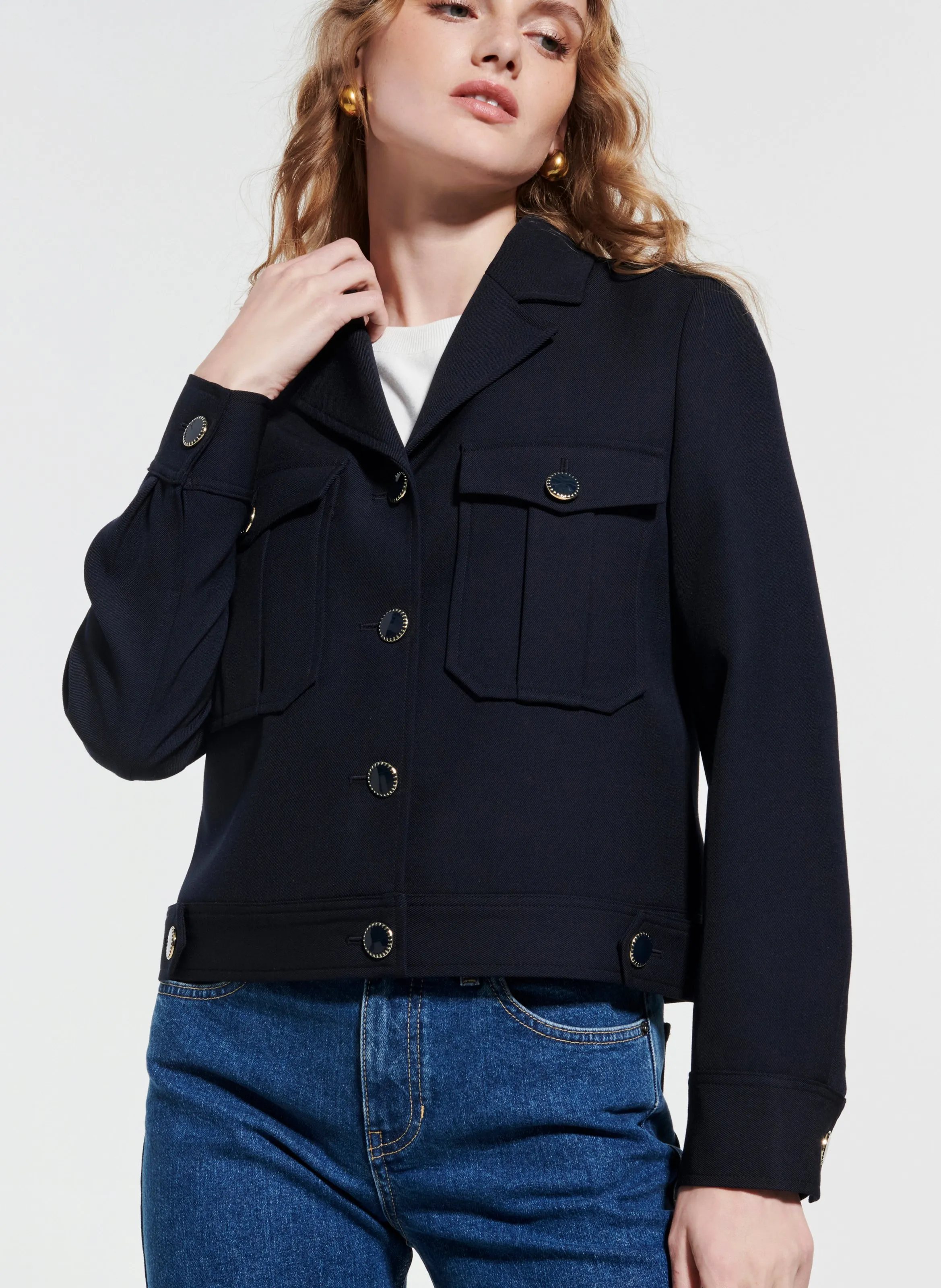 ZAPA VINCI  CHAQUETA RECTA CON CUELLO SASTRE EN AZUL