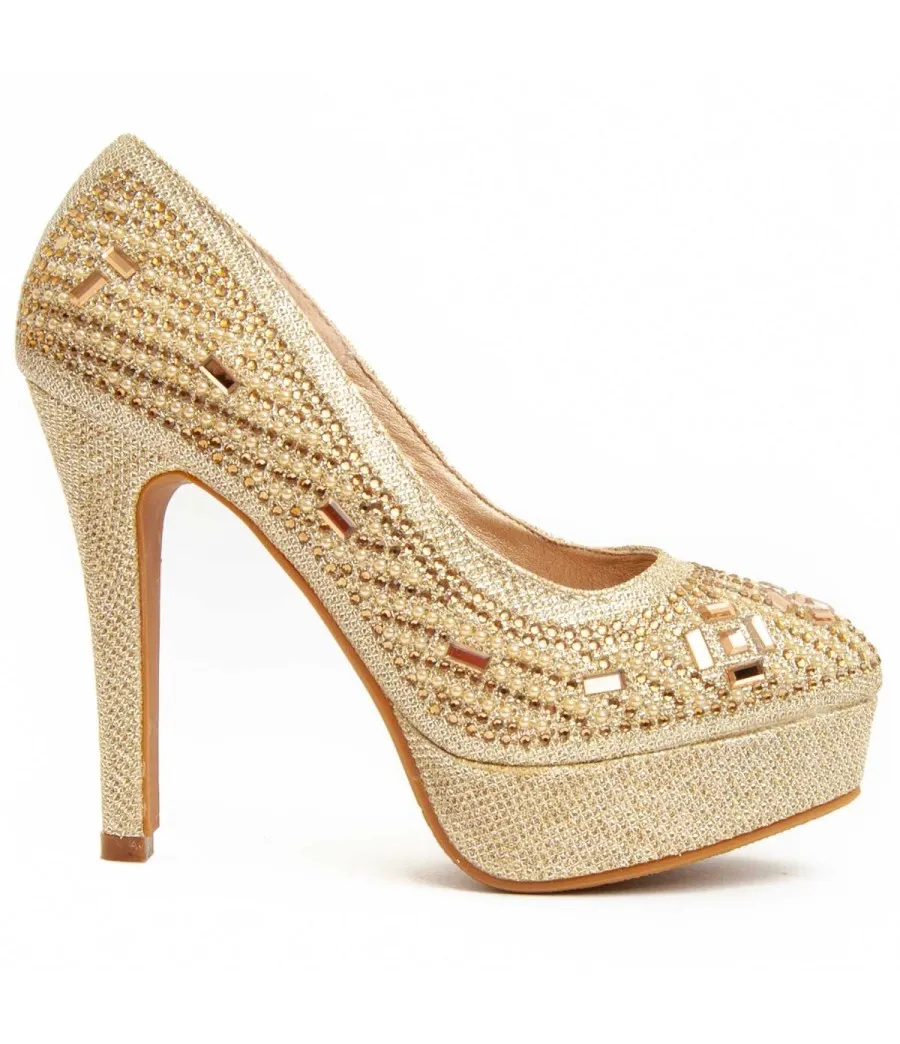Zapato De Tacón Para Mujer.  Montevita  Unne60  92359 Dorado