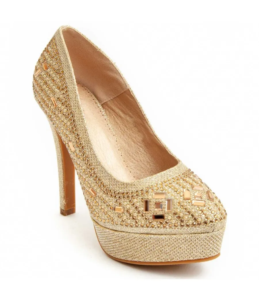 Zapato De Tacón Para Mujer.  Montevita  Unne60  92359 Dorado