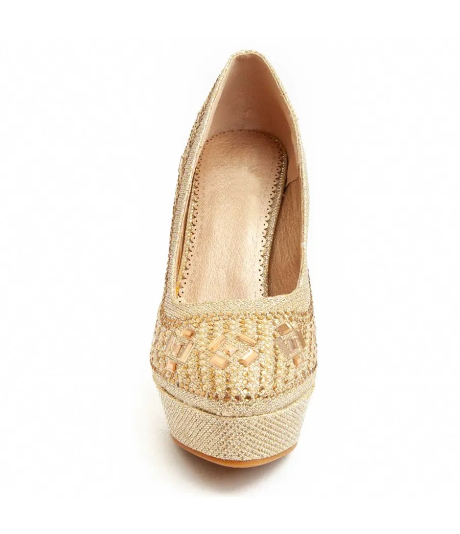 Zapato De Tacón Para Mujer.  Montevita  Unne60  92359 Dorado