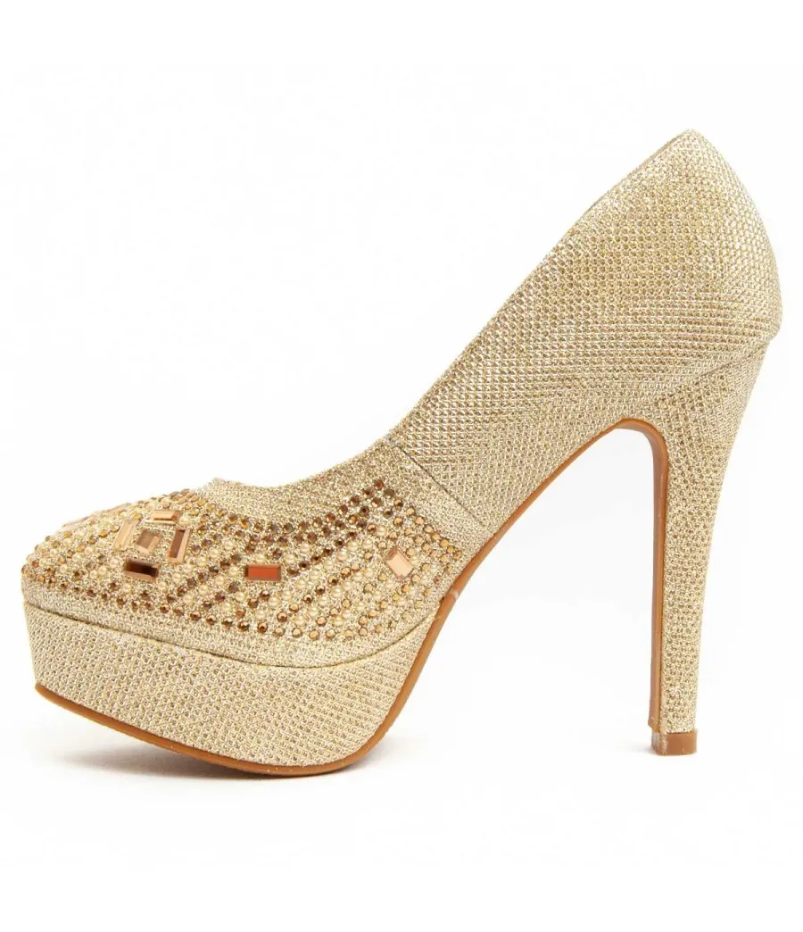 Zapato De Tacón Para Mujer.  Montevita  Unne60  92359 Dorado