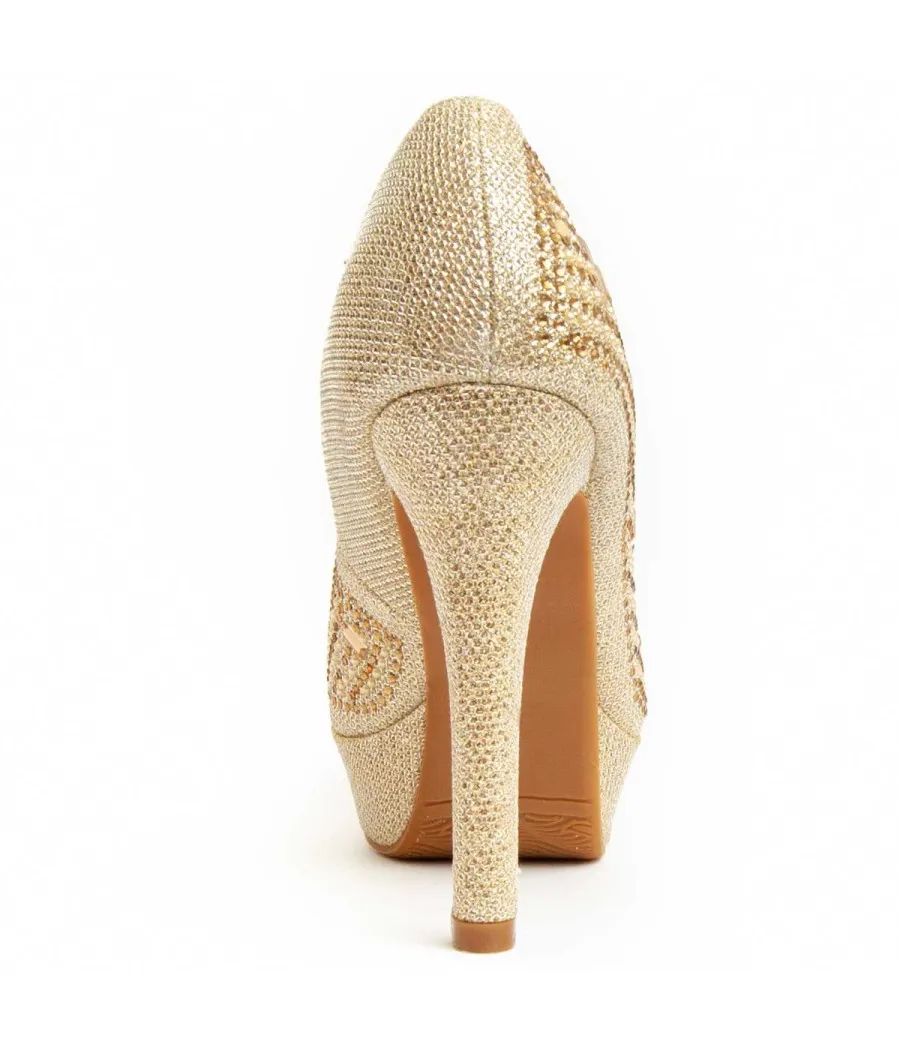 Zapato De Tacón Para Mujer.  Montevita  Unne60  92359 Dorado
