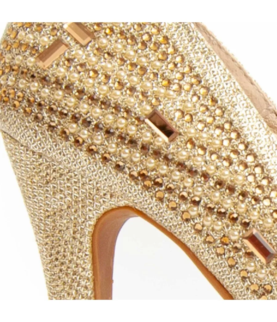 Zapato De Tacón Para Mujer.  Montevita  Unne60  92359 Dorado