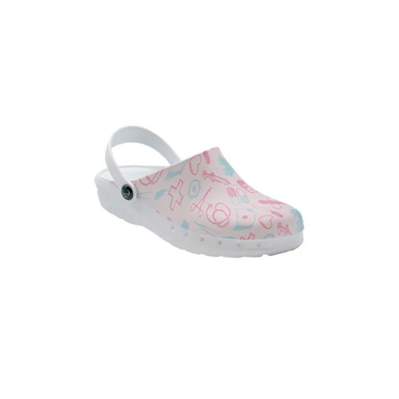 ZUECO PROFESIONAL ESTAMPADO MEDICAL ROSA ANTIDESLIZANTE SRC  ODEN